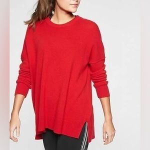 ATHLETA Perspective Cashmere Wool Blend Red Crewneck Pullover Sweater